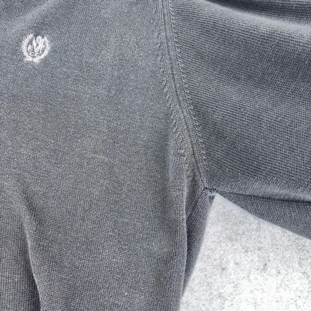 Izod Club Mens XXL V-Neck Sweater 100% Egyptian Cotton Gray Made in USA Vintage